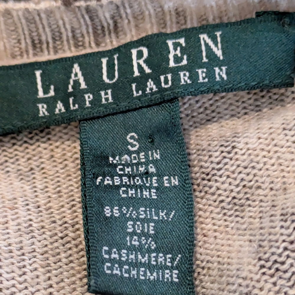 Ralph Lauren Silk & Cashmere Blend Scoop Neck Feather Design Sweater Small - Picture 8 of 8